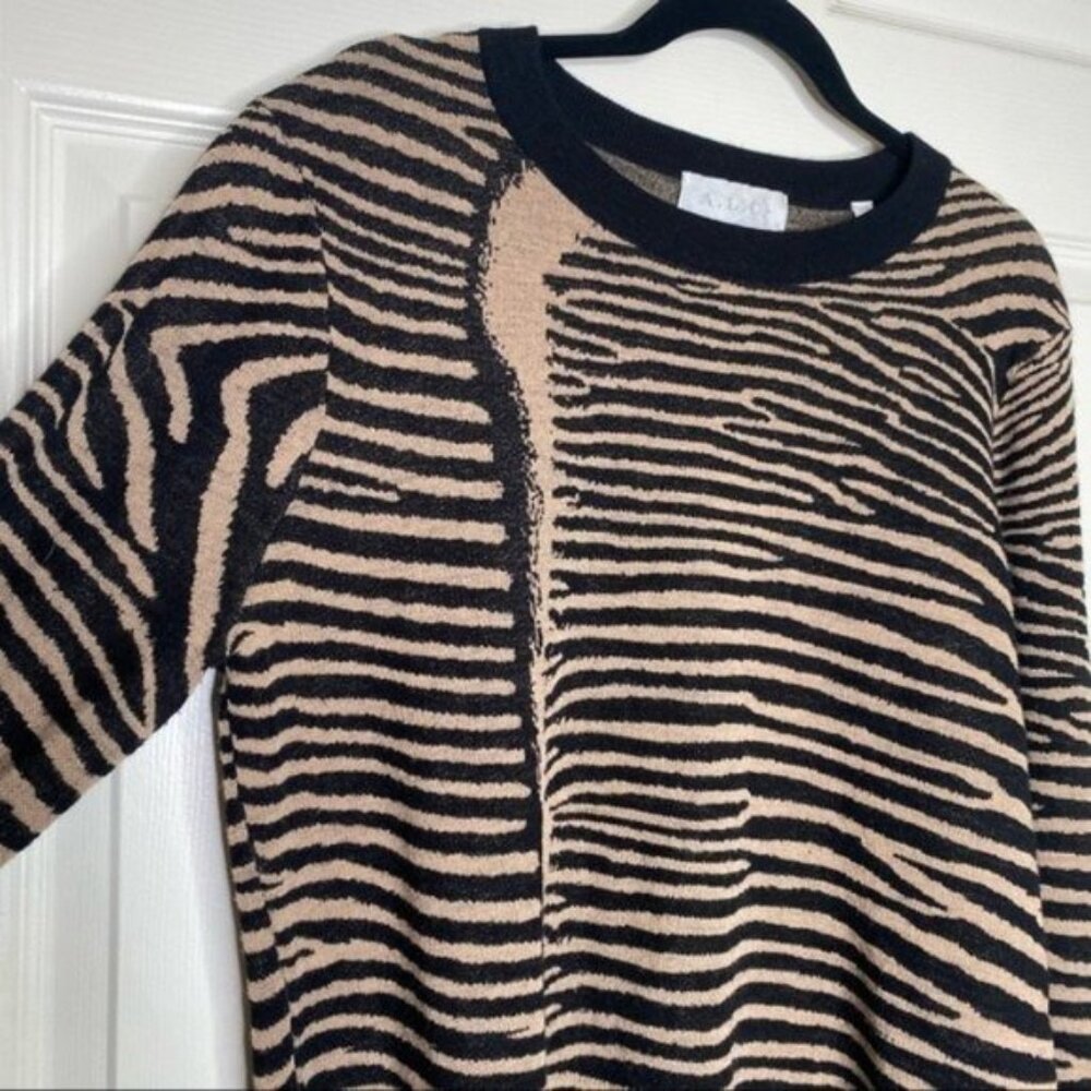 A.L.C. Cayero Open Back Zebra Print Wool Sweater - image 3